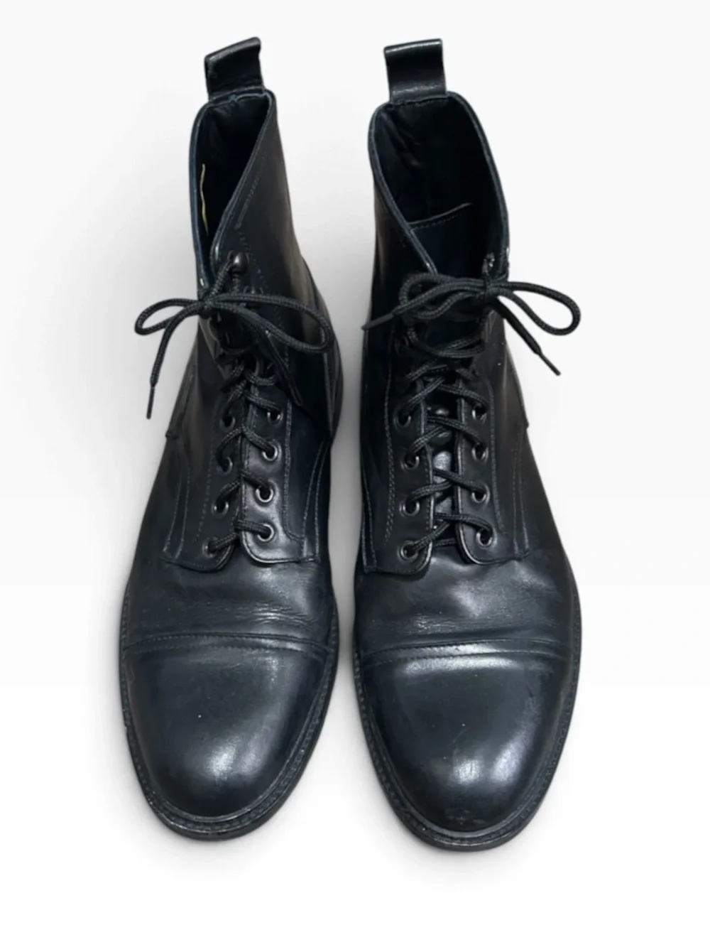 Marechiaro 1962 Men's Black Italian Leather Lace-Up Combat Boots -Size 12